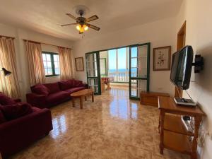 a living room with a couch and a tv at CASA PACO Y NINA in Frontera