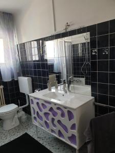 a bathroom with a sink and a toilet at Ferienwohnung Toge in Wadgassen +6 photos