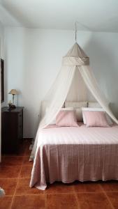 a bedroom with a white bed with a canopy at Casa Blas in Puerto del Rosario +55 photos