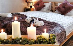 Postel nebo postele na pokoji v ubytování Bukowa Chatka