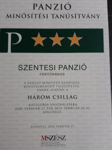 Сертификат, награда, табела или друг документ на показ в Szentesi Panzió