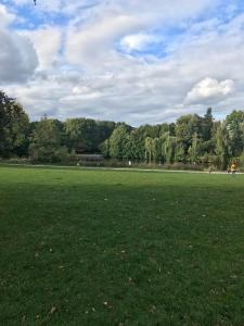 um grande campo verde com árvores ao fundo em Mertens Zimmervermietung em Hamburgo