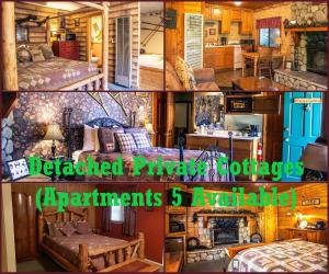 a collage of four pictures of a cabin at Eagle's Nest in Big Bear Lake