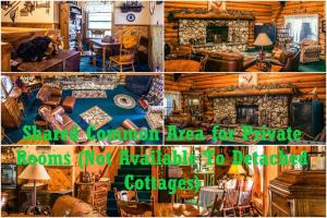 un collage de fotos de una sala de estar con muebles en Eagle's Nest, en Big Bear Lake