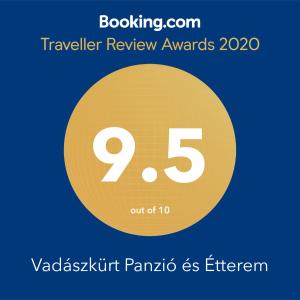 Certifikát, ocenenie alebo iný dokument vystavený v ubytovaní Vadászkürt Panzió