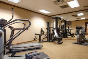 a gym with several treadmills and cardio machines at Red Roof Inn & Suites DeKalb in DeKalb
