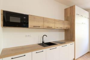 Kuchyňa alebo kuchynka v ubytovaní Apartsee Wellness Plzeň