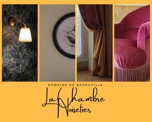un collage de cuatro fotos de una habitación en Domaine de Bourgville, en Monts-sur-Guesnes