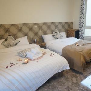 Cama o camas de una habitación en 馬公港精品旅宿包棟烤肉附設租車