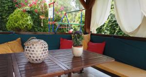 A garden outside Agapi Apartments