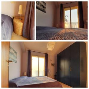 two pictures of a room with a bed and a window at GIOIOSA DUE in Piraino