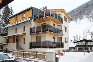budynek z balkonami w śniegu w obiekcie Chalet Schmittenbach - Pinzgau Holidays w mieście Zell am See