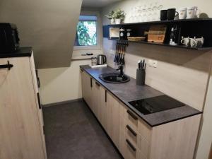 una cocina con fregadero y encimera en Fajn Apartment, en Šempeter v Savinjski Dolini 4 fotos más