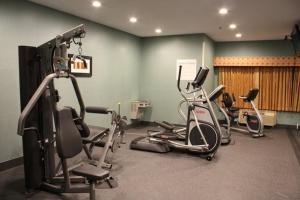 Holiday Inn Express - Ludlow - Chicopee Area, an IHG Hotel في Ludlow: صالة ألعاب رياضية مع العديد من دراجات ممارسة الرياضة في الغرفة