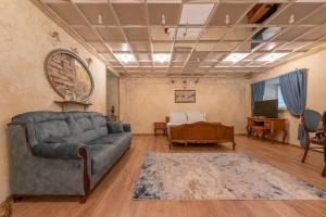 ein Wohnzimmer mit Sofa und Fernseher in der Unterkunft Beautiful one bedroom apartment in Vilnius old town in Vilnius