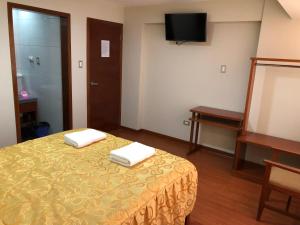 Postel nebo postele na pokoji v ubytování Sumaq Hotel Tacna