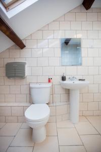 a bathroom with a toilet and a sink at Albion Guest House & Apartments in Pembroke Dock