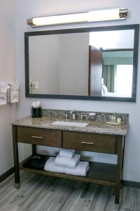 a bathroom with a sink and a large mirror at Holiday Inn & Suites Denver Tech Center-Centennial, an IHG Hotel in Centennial