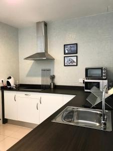 a kitchen with a sink and a stove at Apartamentos Élite - Art Collection - Pablo in Merida