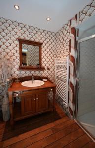 a bathroom with a sink and a mirror at la Forge du Roy in Blois