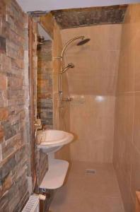 a bathroom with a sink and a shower at Villa Moncoeur in Le Blanc