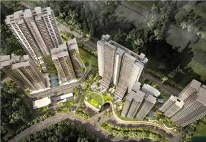 an overhead view of a city with tall buildings at Kimura Ryokan Legoland Nusajaya in Nusajaya