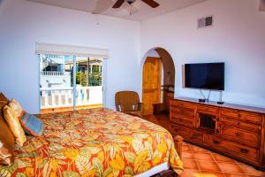 佩納斯科港的住宿－Casa del Sol by FMI Rentals，一间卧室配有一张床,梳妆台上配有电视