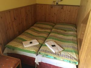 Postel nebo postele na pokoji v ubytování Lesní Bouda