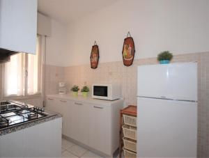 リニャーノ・サッビアドーロにあるAppartamenti Arcobalenoのキッチン(白い冷蔵庫、電子レンジ付)