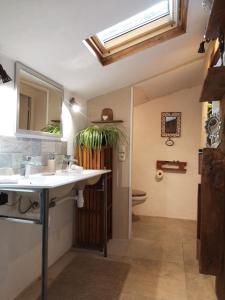 a bathroom with a sink and a toilet at La Colombe in Tourrettes