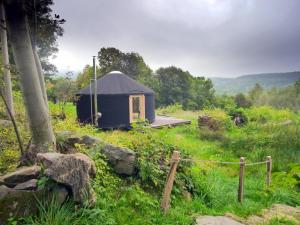 jurta pośrodku pola w obiekcie Black Yurt Chromiec w mieście Stara Kamienica