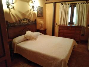 Cepeda的住宿－CASONA de los Peregrinos I，一间卧室配有一张床、一个梳妆台和一扇窗户。