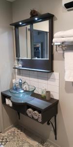 a bathroom with a sink and a mirror at Grampians B&B in Nelson