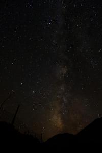 a starry night with the milky way in the sky at Wooden House at the Mountain-private in Paránimfoi