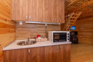 a kitchen with a sink and a microwave at Brvnara Kovacevic in Zlatibor