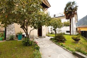 une maison avec un arbre dans la cour dans l'établissement Belcolle, il bello della tranquillità, à Chiavenna
