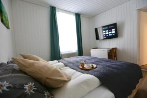 Postel nebo postele na pokoji v ubytování ALP APARTMENTS centre location with traditional design and self check-in