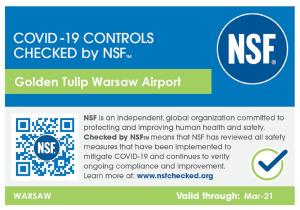une capture d'écran du nfcg conforme est une organisation mondiale indépendante dans l'établissement Golden Tulip Warsaw Airport, à Varsovie