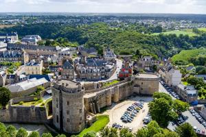 an aerial view of windsor castle with cars parked at The Originals Boutique, Hôtel du Château, Dinan in Dinan