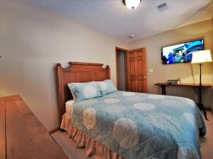 1 dormitorio con 1 cama y TV de pantalla plana en Gorgeous House for Ski Retreat or Mountain Vacations, en Snowshoe