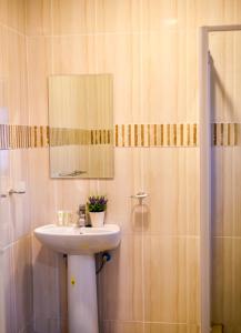 a bathroom with a sink and a mirror at Valleyside Executive Apartments in Ezulwini +65 photos
