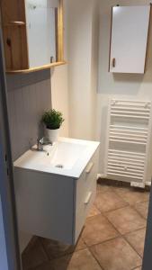 a bathroom with a sink and a potted plant at Agréable duplex Gare in Le Mans