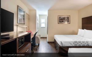 Postel nebo postele na pokoji v ubytování Downtown Hollywood Gardens Inn & Suites