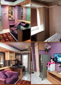 un collage de trois photos d'une pièce dans l'établissement Apartment Gading Nias Residence, à Jakarta