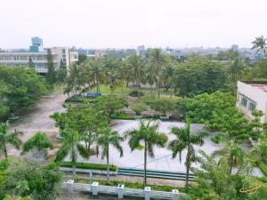 an aerial view of a park with palm trees at Hotel Thanh Van 2 in Tuy Hoa