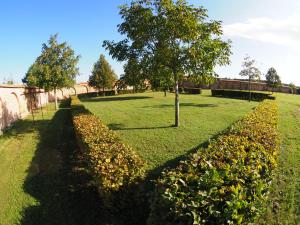 a grassy area with a fence and trees at HOTEL CHATEAU ZAMEK CEJKOVICE in Čejkovice