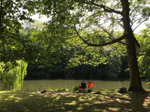 a person is sitting next to a river at THE STUDIO MAIDENHEAD RIVERSIDE in Maidenhead