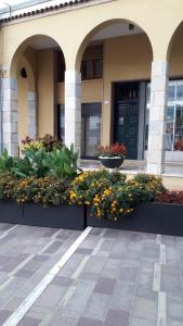 ein Gebäude mit ein paar Blumen davor in der Unterkunft Camere Al Veliero in Gardone Riviera