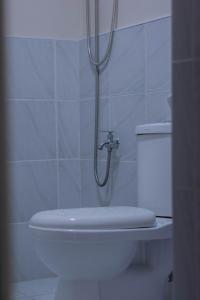 y baño con ducha, aseo y lavamanos. en Gibzon's Invitation Suites near Mactan airport en Isla de Mactán