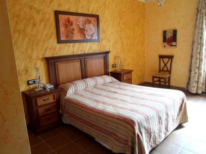 1 dormitorio con 1 cama y una foto en la pared en Hotel El Doncel, en Atarfe